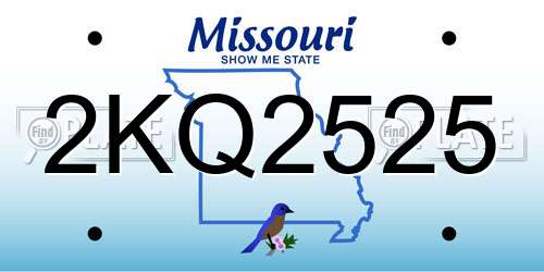 2KQ2525 Missouri License Plate
