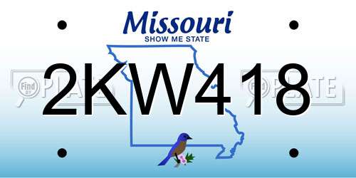 2KW418 Missouri License Plate