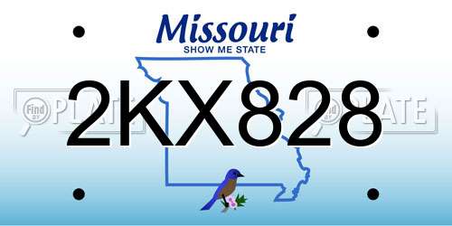 2KX828 Missouri License Plate