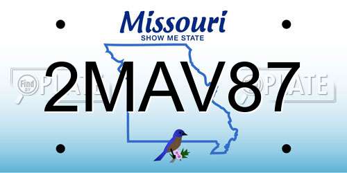 2MAV87 Missouri License Plate