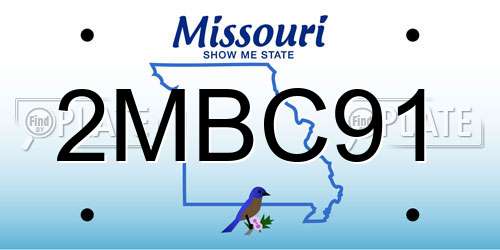 2MBC91 Missouri License Plate