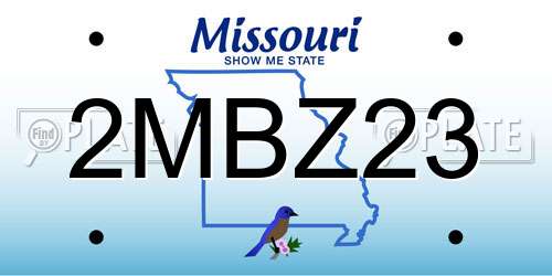 2MBZ23 Missouri License Plate