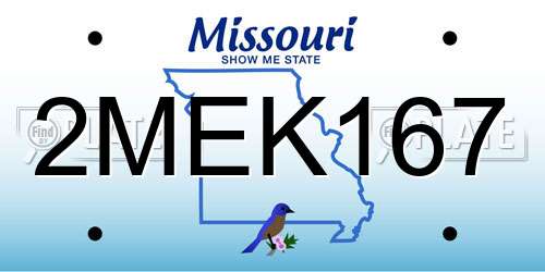 2MEK167 Missouri License Plate