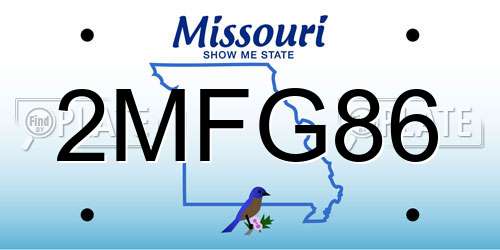 2MFG86 Missouri License Plate