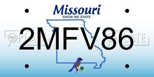 2MFV86 Missouri License Plate