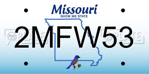 2MFW53 Missouri License Plate