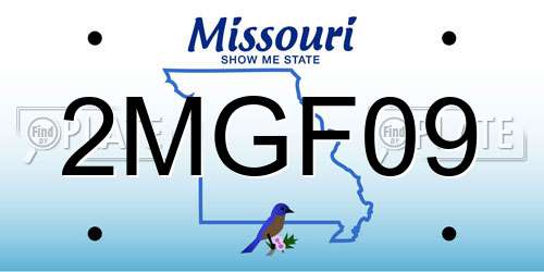 2MGF09 Missouri License Plate