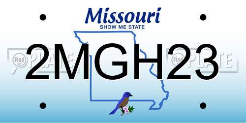 2MGH23 Missouri License Plate