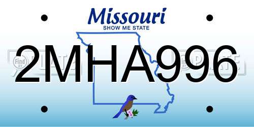 2MHA996 Missouri License Plate
