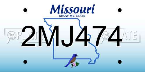 2MJ474 Missouri License Plate