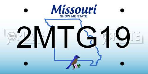 2MTG19 Missouri License Plate