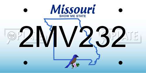 2MV232 Missouri License Plate