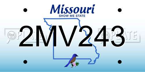 2MV243 Missouri License Plate
