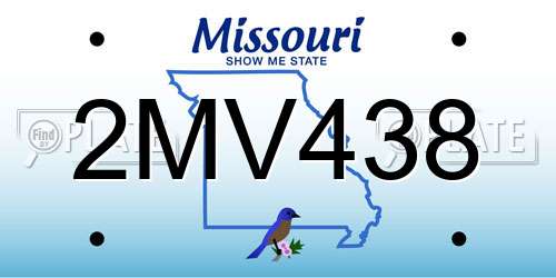 2MV438 Missouri License Plate