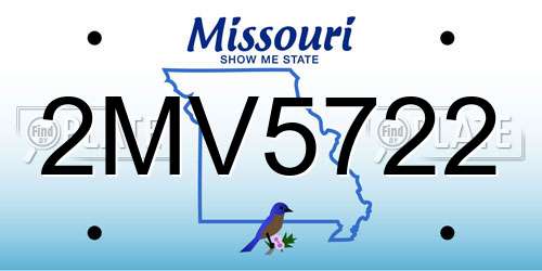 2MV5722 Missouri License Plate