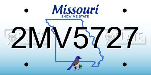 2MV5727 Missouri License Plate