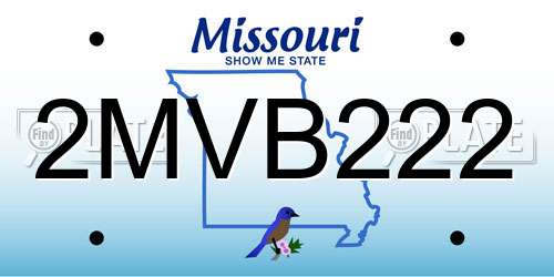 2MVB222 Missouri License Plate
