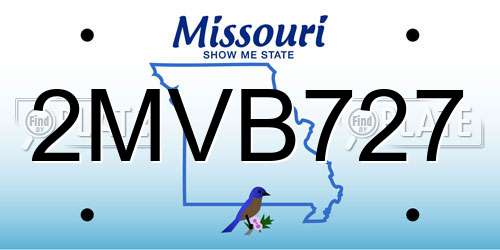 2MVB727 Missouri License Plate