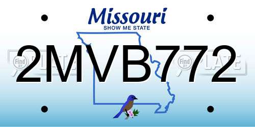 2MVB772 Missouri License Plate
