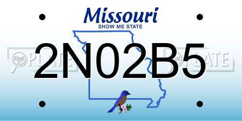 2N02B5 Missouri License Plate
