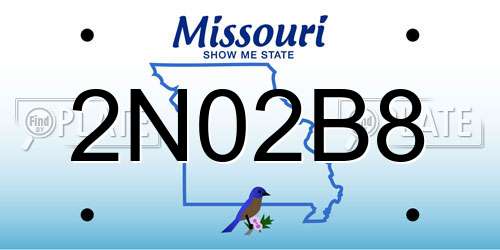 2N02B8 Missouri License Plate
