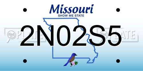 2N02S5 Missouri License Plate