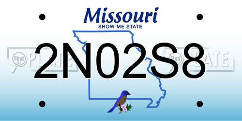 2N02S8 Missouri License Plate