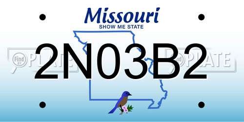 2N03B2 Missouri License Plate