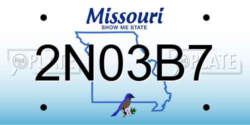 2N03B7 Missouri License Plate