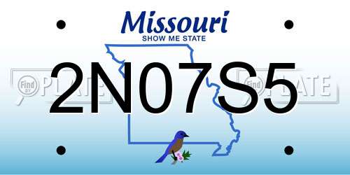 2N07S5 Missouri License Plate