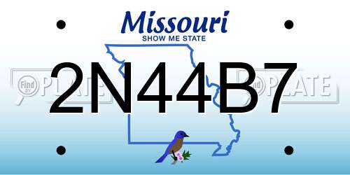 2N44B7 Missouri License Plate