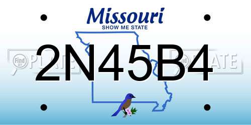 2N45B4 Missouri License Plate