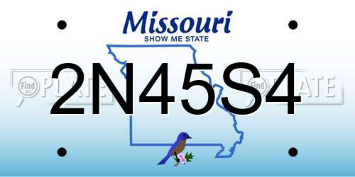 2N45S4 Missouri License Plate