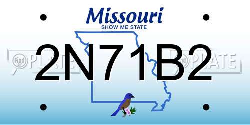 2N71B2 Missouri License Plate