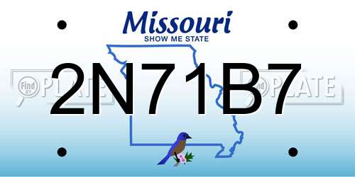 2N71B7 Missouri License Plate