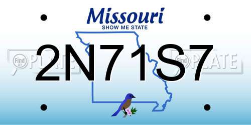 2N71S7 Missouri License Plate
