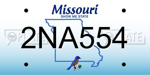 2NA554 Missouri License Plate