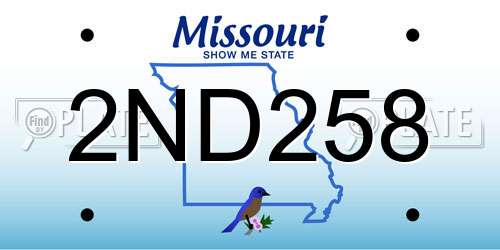 2ND258 Missouri License Plate