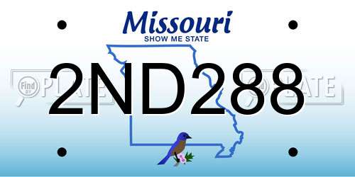 2ND288 Missouri License Plate