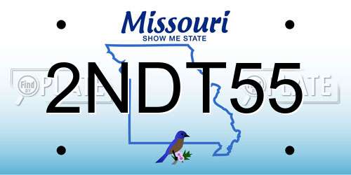 2NDT55 Missouri License Plate