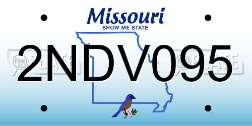 2NDV095 Missouri License Plate