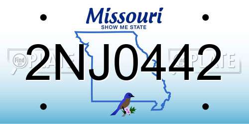 2NJ0442 Missouri License Plate