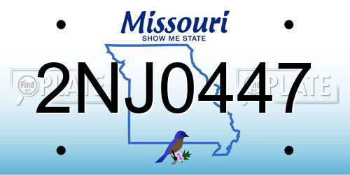 2NJ0447 Missouri License Plate