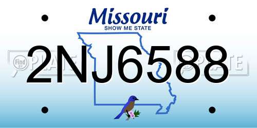 2NJ6588 Missouri License Plate