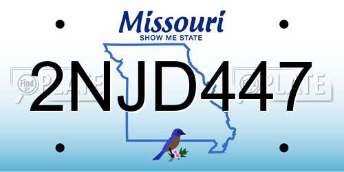 2NJD447 Missouri License Plate