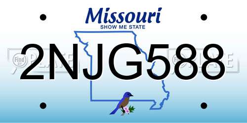2NJG588 Missouri License Plate