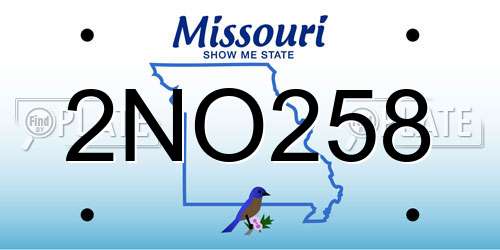 2NO258 Missouri License Plate