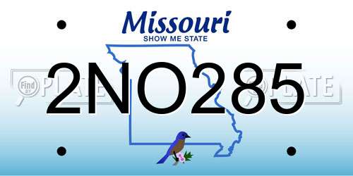 2NO285 Missouri License Plate