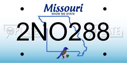 2NO288 Missouri License Plate