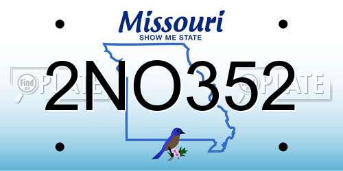 2NO352 Missouri License Plate